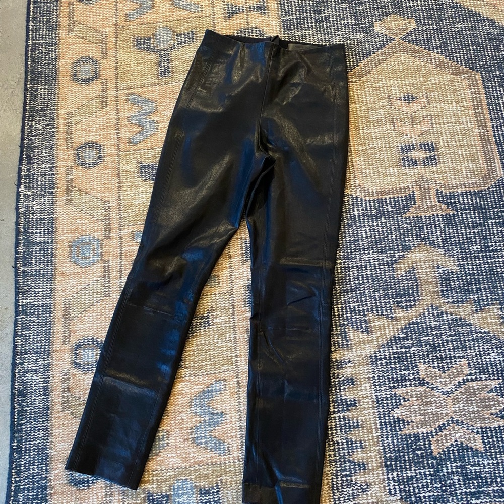 Rag & Bone Black Leather-Style Trousers / separate top Aubade high end crop lace